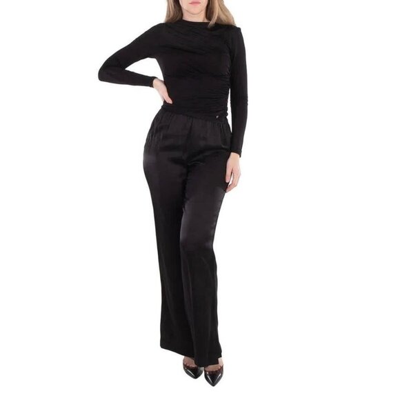 New Anine Bing Ladies Black Aden Wide Leg Pants - Picture 3 of 6
